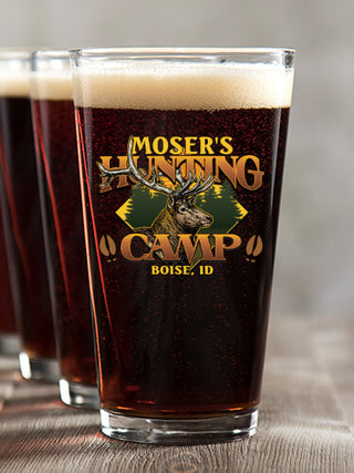 Elk Hunting Camp : Pint Glasses - Color Printed