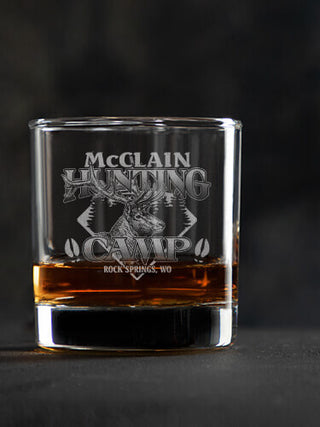 Elk Hunting Camp : Rocks Glasses - Engraved