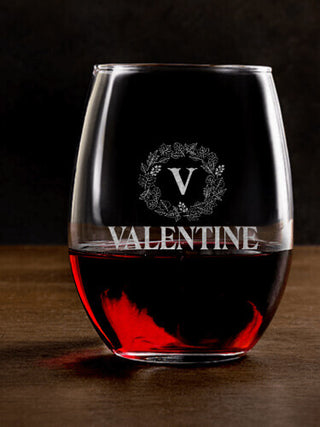 Fall Monogram : Stemless Wine Glasses - Engraved
