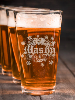 Family Christmas : Pint Glasses - Engraved