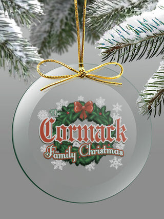 Family Christmas : 4 Inch Round Glass Ornament