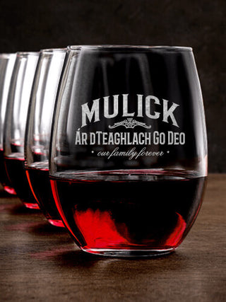Family Forever : Stemless Wine Glasses - Engraved