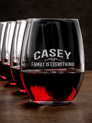 Family : Stemless Wine Glasses - Engraved