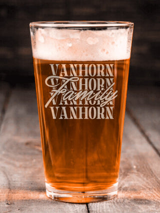 Family Repeat : Pint Glasses - Engraved