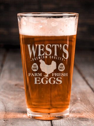 Farm Fresh Eggs : Pint Glasses - Engraved