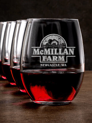 Farm : Stemless Wine Glasses - Engraved