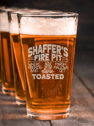 Fire Pit : Pint Glasses - Engraved