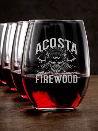 Firewood : Stemless Wine Glasses - Engraved