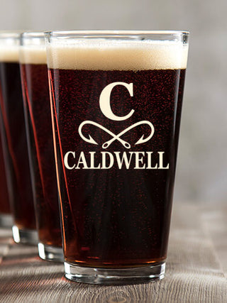 Fishing Monogram : Pint Glasses - Color Printed