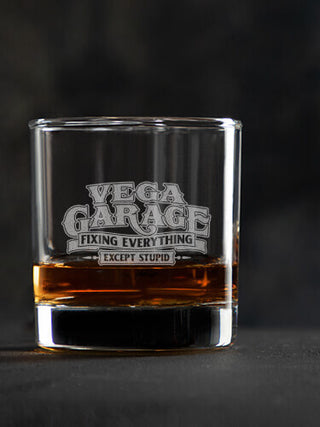 Fixing Everything Garage : Rocks Glasses - Engraved