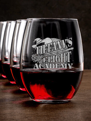 Flight Academy : Stemless Wine Glasses - Engraved