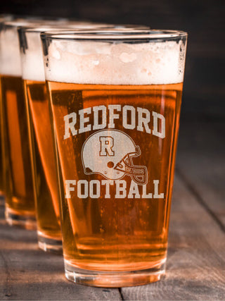 Football Helmet : Pint Glasses - Engraved