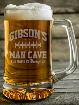 Football Man Cave : Beer Mugs - Engraved