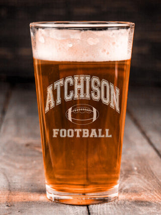 Football : Pint Glasses - Engraved
