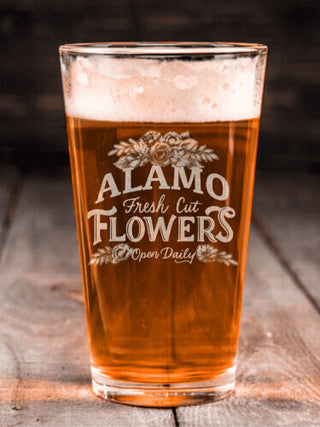 Fresh Cut Flowers : Pint Glasses - Engraved