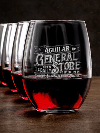 General Store : Stemless Wine Glasses - Engraved