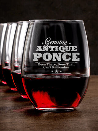 Genuine Antique : Stemless Wine Glasses - Engraved