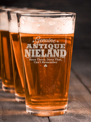 Genuine Irish Antique : Pint Glasses - Engraved