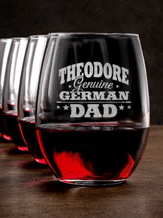 German Dad : Stemless Wine Glasses - Engraved