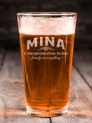Greek Family Is Everything : Pint Glasses - Engraved