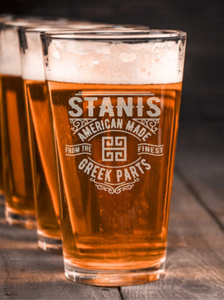 Greek Parts : Pint Glasses - Engraved