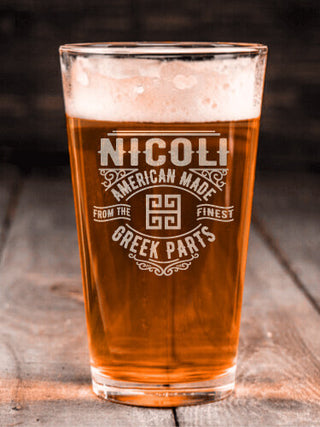Greek Parts : Pint Glasses - Engraved