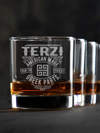 Greek Parts : Rocks Glasses - Engraved