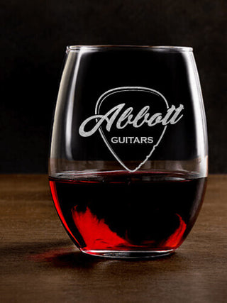 Guitars : Stemless Wine Glasses - Engraved