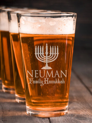 Hanukkah : Pint Glasses - Engraved