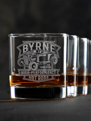 High-Performance Hot Rods : Rocks Glasses - Engraved