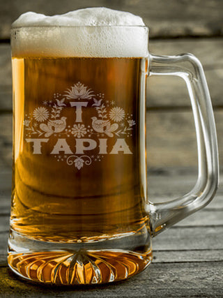 Hispanic Monogram : Beer Mugs - Engraved