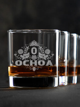 Hispanic Monogram : Rocks Glasses - Engraved