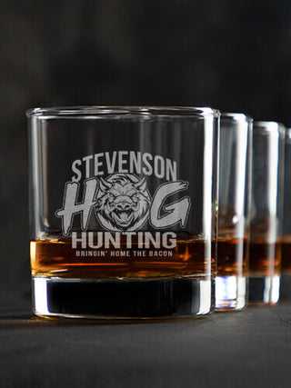 Hog Hunting : Rocks Glasses - Engraved