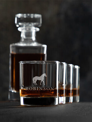 Horse : Decanter Rocks Glass Gift Sets - Engraved