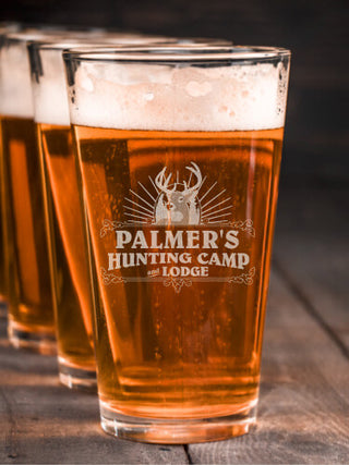 Hunting Camp : Pint Glasses - Engraved