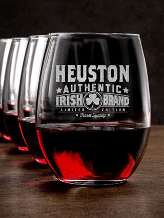 Irish Brand : Stemless Wine Glasses - Engraved