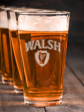 Irish Harp : Pint Glasses - Engraved