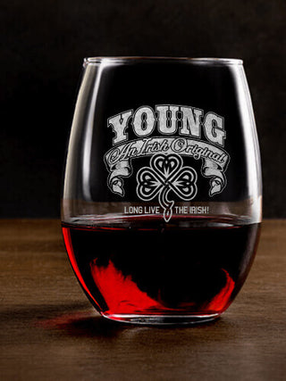 Irish Original : Stemless Wine Glasses - Engraved
