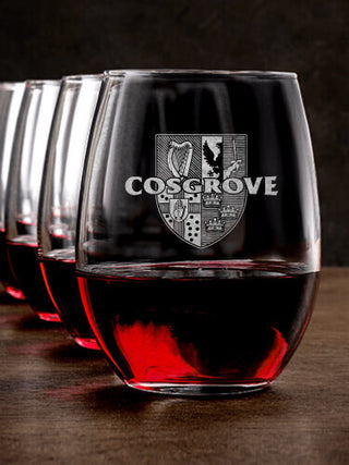Irish Provinces : Stemless Wine Glasses - Engraved