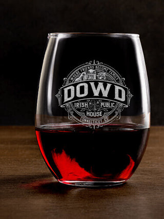 Irish Public House : Stemless Wine Glasses - Engraved