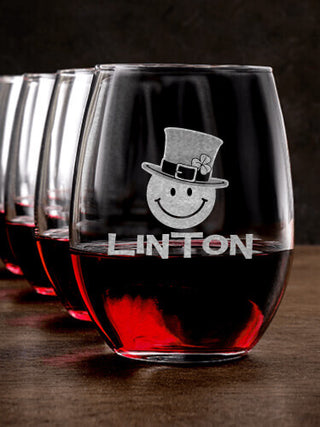 Irish Smiley : Stemless Wine Glasses - Engraved