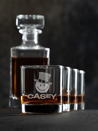 Irish Smiley : Decanter Rocks Glass Gift Sets - Engraved
