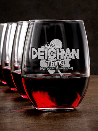 Irish Thing : Stemless Wine Glasses - Engraved