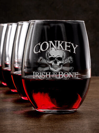 Irish to the Bone : Stemless Wine Glasses - Engraved