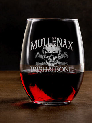Irish to the Bone : Stemless Wine Glasses - Engraved