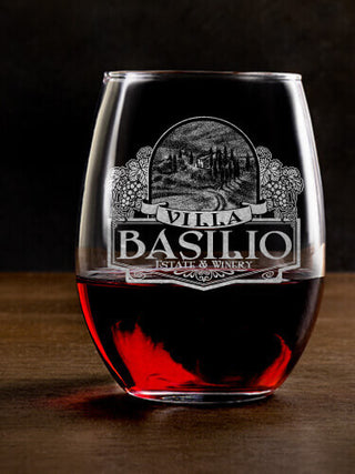 Italian Villa : Stemless Wine Glasses - Engraved