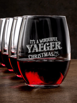 It's A Wonderful Christmas : Stemless Wine Glasses - Engraved