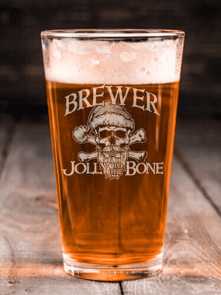 Jolly To The Bone : Pint Glasses - Engraved