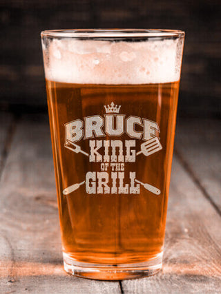 King of the Grill : Pint Glasses - Engraved