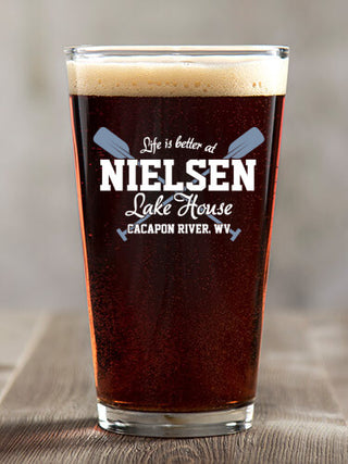 Lake House : Pint Glasses - Color Printed